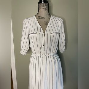 Ci Sono Off-White Striped Dress
